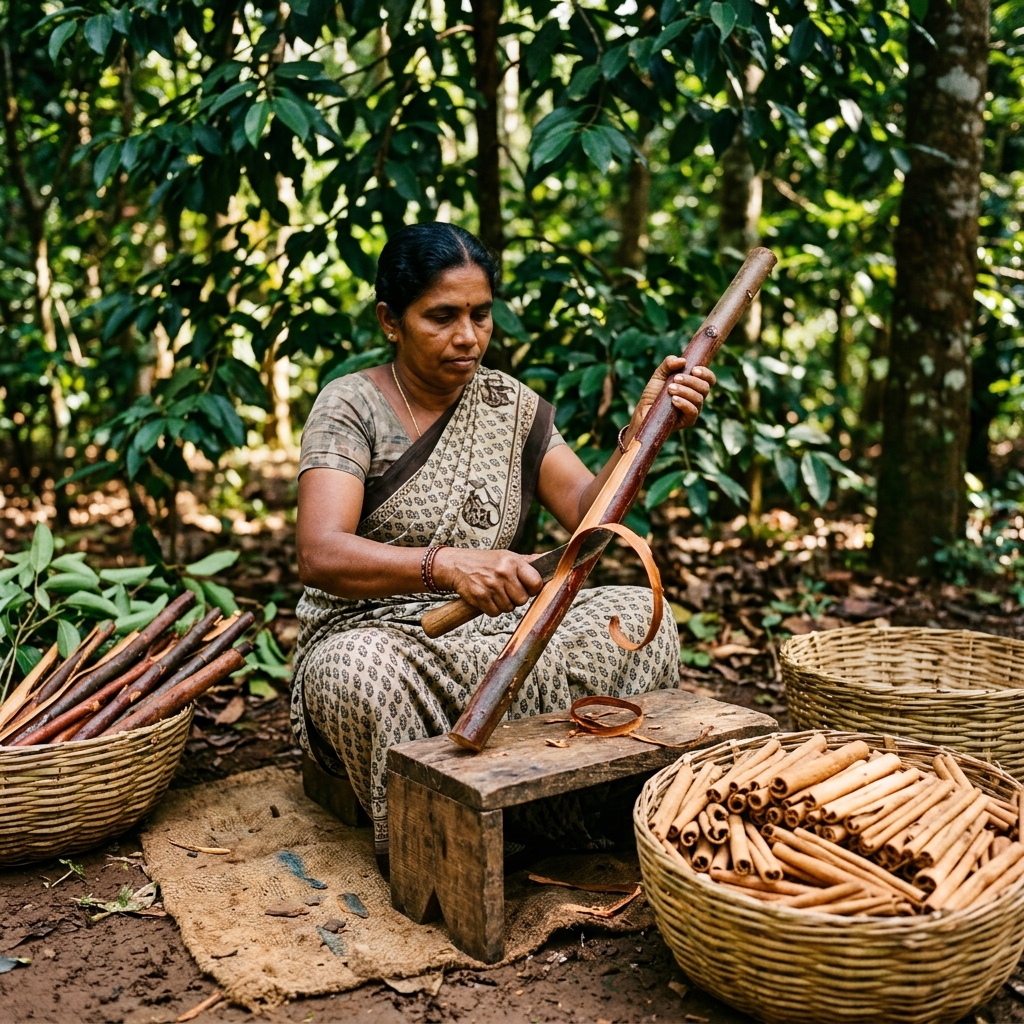 Stripping and Preparing Cassia Cinnamon Bark