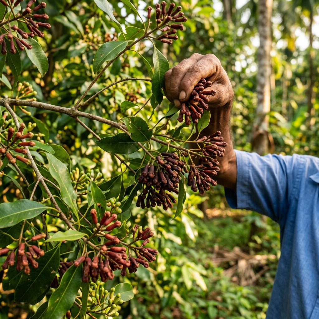 Harvesting Clove Buds in Western Ghats
